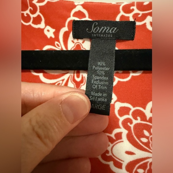 Soma Orange Medallion Print Soft Jersey Twist Short Bra Dress Size Large - Picture 5 of 6